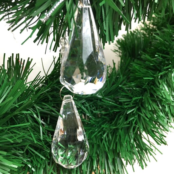 Macy's Holiday Acrylic Beaded Teardrop Christmas Tree Ornament Vtg